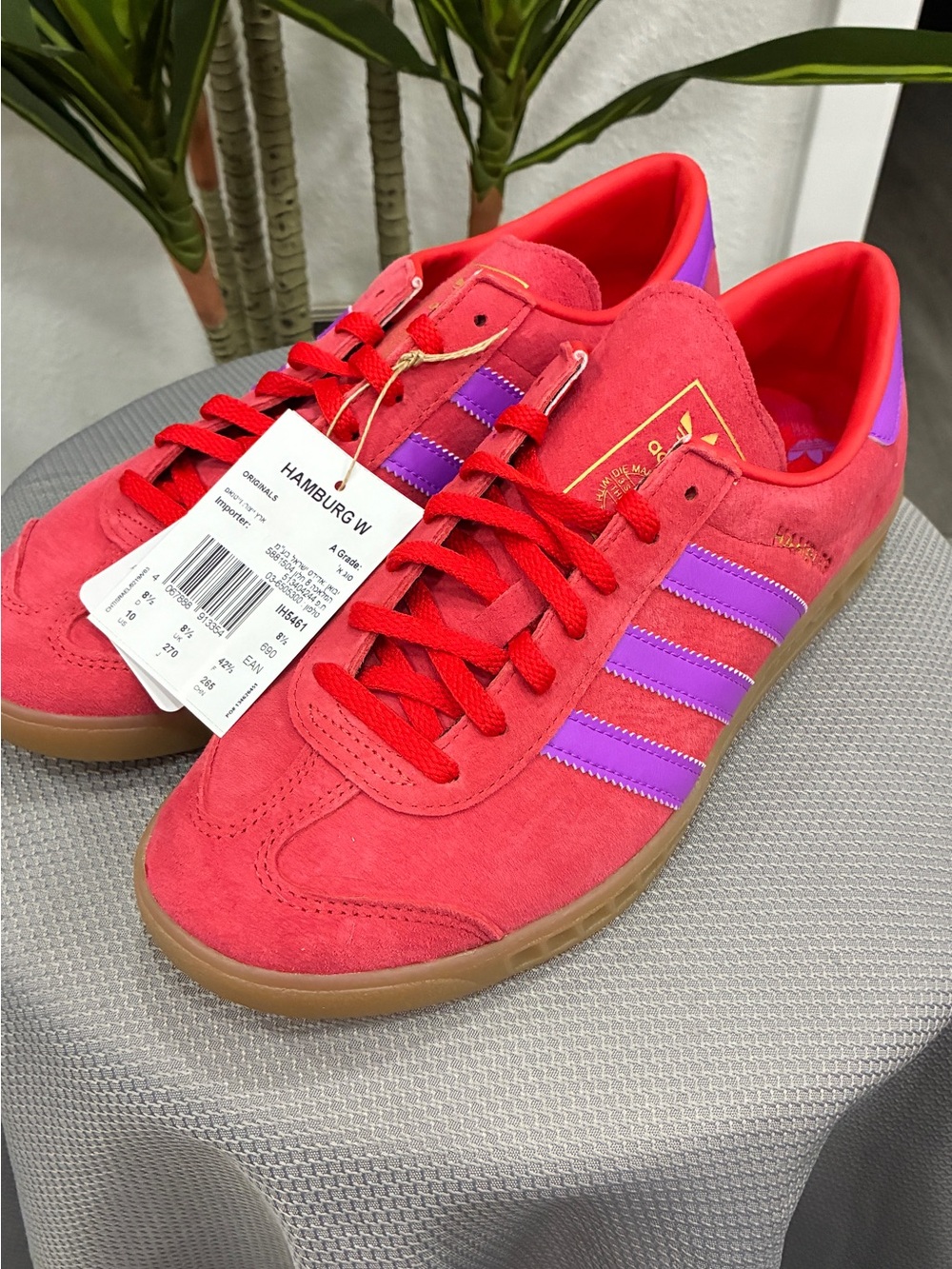 Adidas Hamburg W Suede Sneakers - Red with Purple Stripes